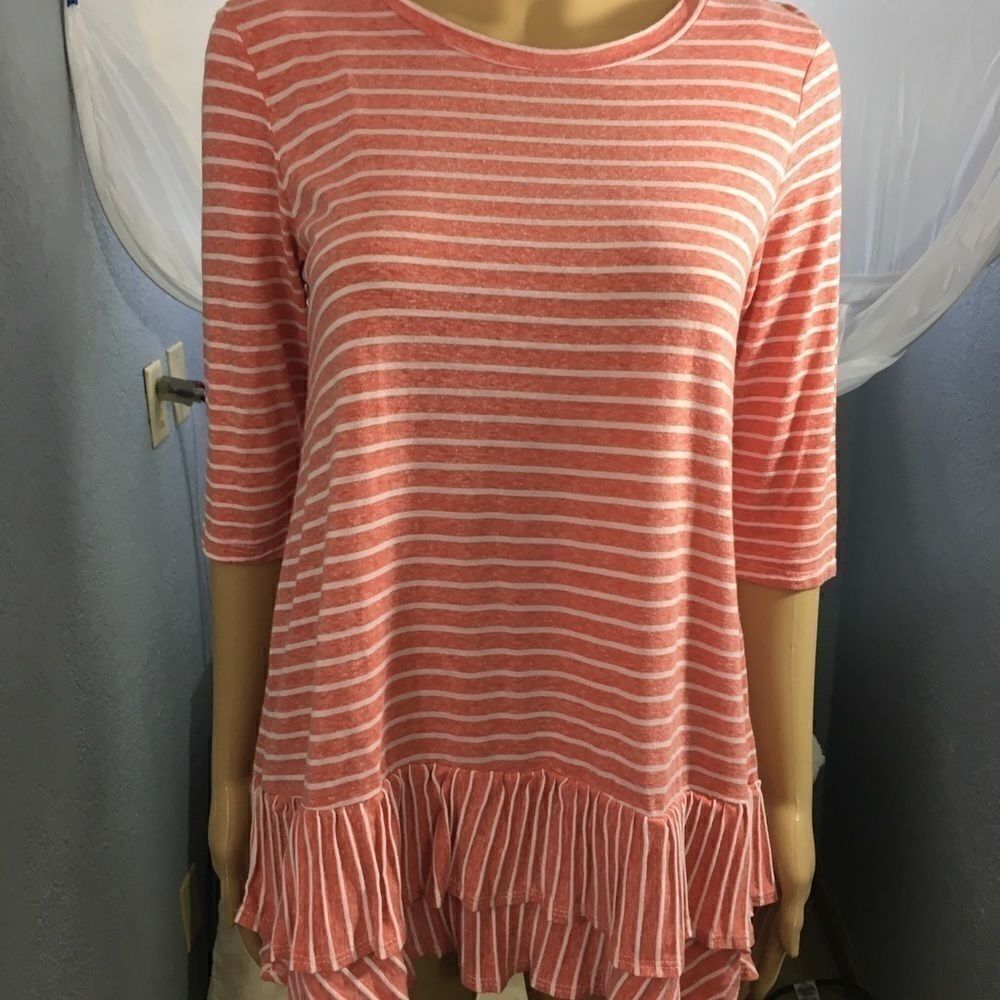 Vision Top Striped Coral and White Size S